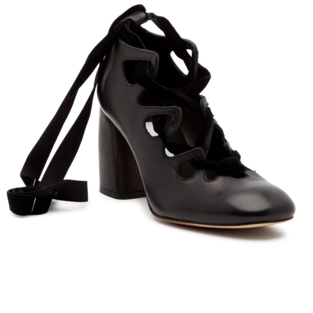 🆕NIB Italian leather Miista velvet lace up pumps - Picture 4 of 8